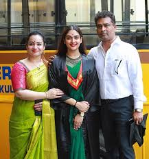 Prayaga Martin with her parents
