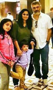 Ajith Kumar with his wife & children