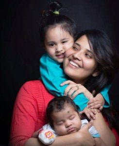 Anasuya Bharadwaj with her children