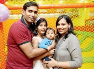 Sharath Kamal with his wife & kids